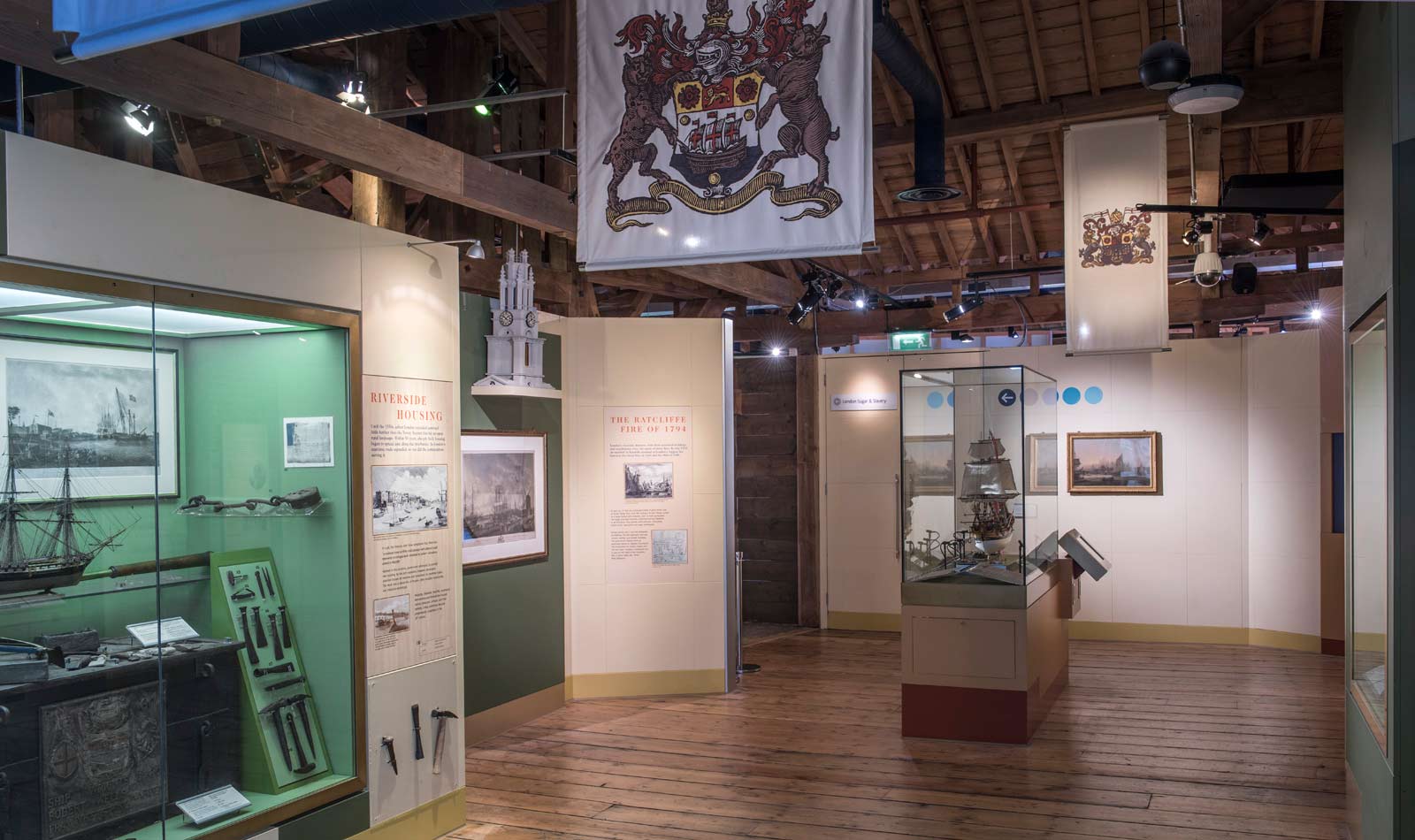 Interior of the Trade Expansion gallery at the Museum of London Docklands.