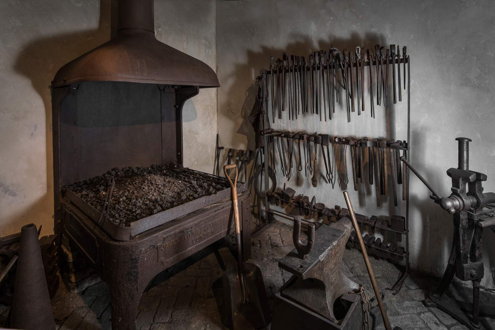 Recreation of a blacksmith's forge used to make parts for ships and warehouses in the Port of London.