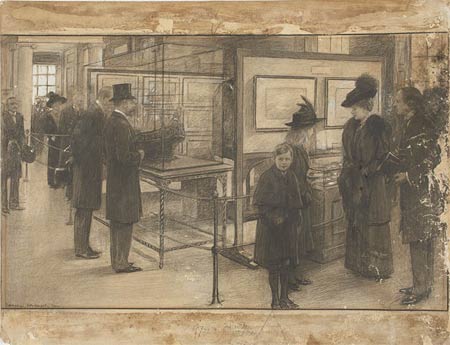 Sketch showing the royals touring the newly opened London Museum.