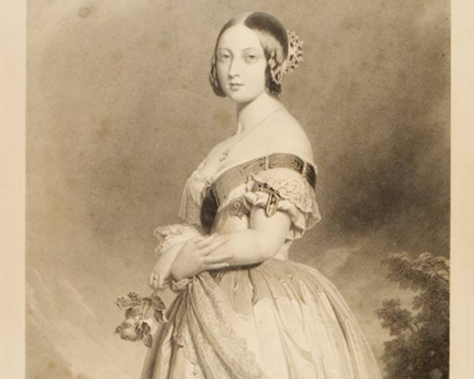 The young Queen Victoria
This famous engraving by a French engraver was taken from Winterhalter's iconic portrait of the young Queen Victoria (1819–1901)