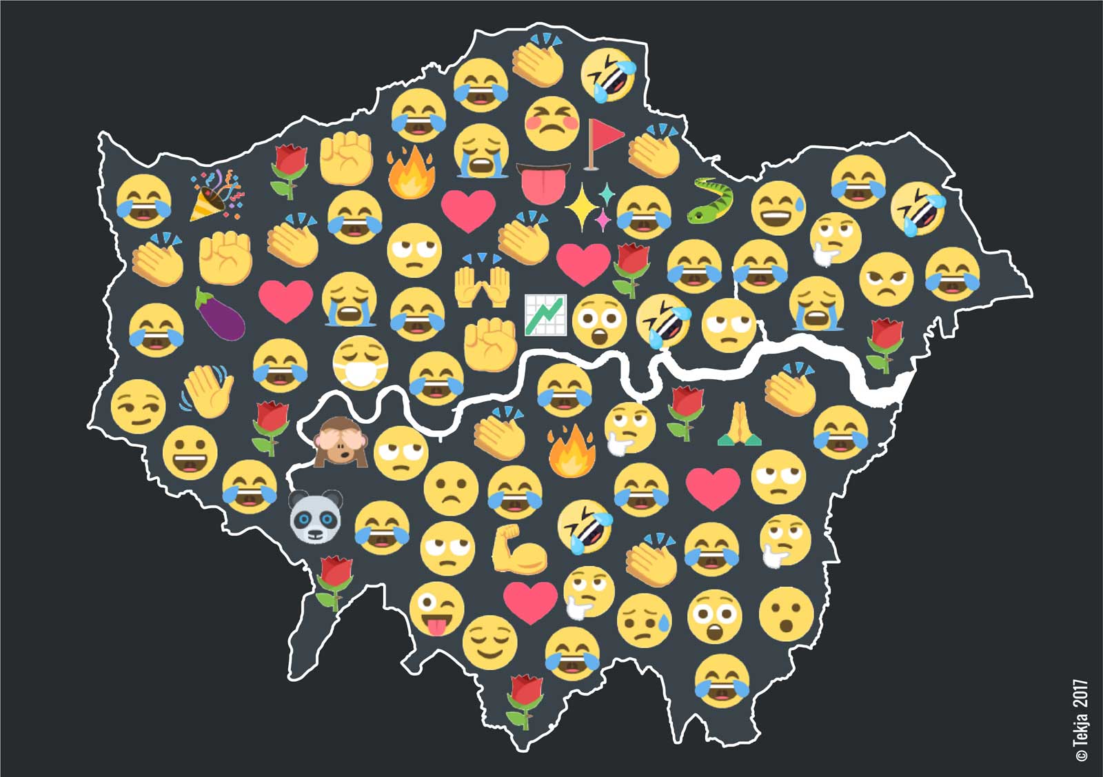 Data visualisations of London's emoji use.