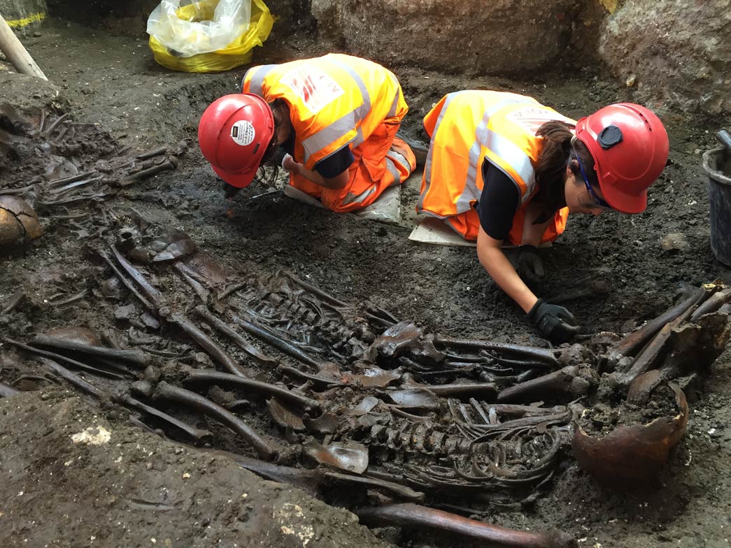 Mass burial site uncovered during the Crossrail excavation.