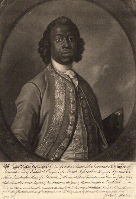 William Sessarakoo, an African prince sold into slavery in the 1700s. Image copyright National Portrait Gallery.