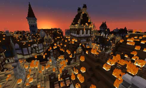 Explore historically accurate city maps in Minecraft to find hidden objects, burn London and fight the fire!
