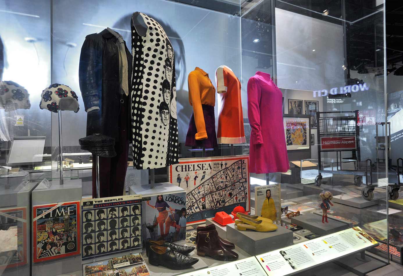Case illustrating London fashions of the 1960s.