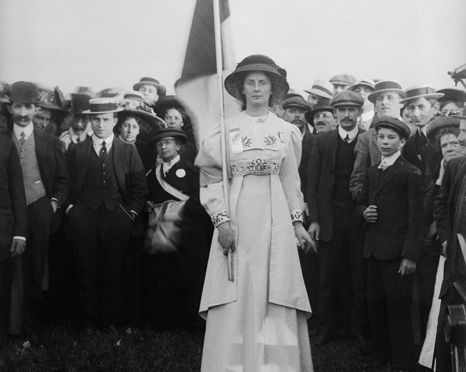 A suffragette at a rally in London.