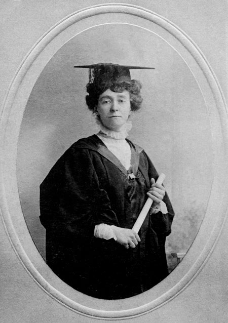 Photographic postcard, portrait of Miss Emily Wilding Davison. Emily Wilding Davidson gave up her teaching post to become a career militant. She joined the Women's Social and Political Union in 1906. 