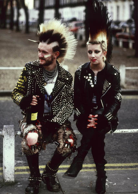 A pair of punks photographed in Wellington Square Chelsea, in 1985.