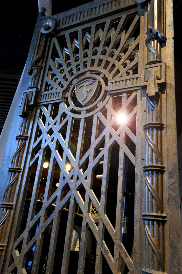 Gates of the Firestone Factory on display in the World City gallery.