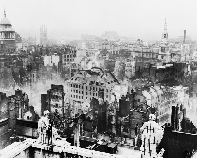 An image of the area around St. Paul's in early 1941. By kind permission of the Commissioner of the City of London Police.