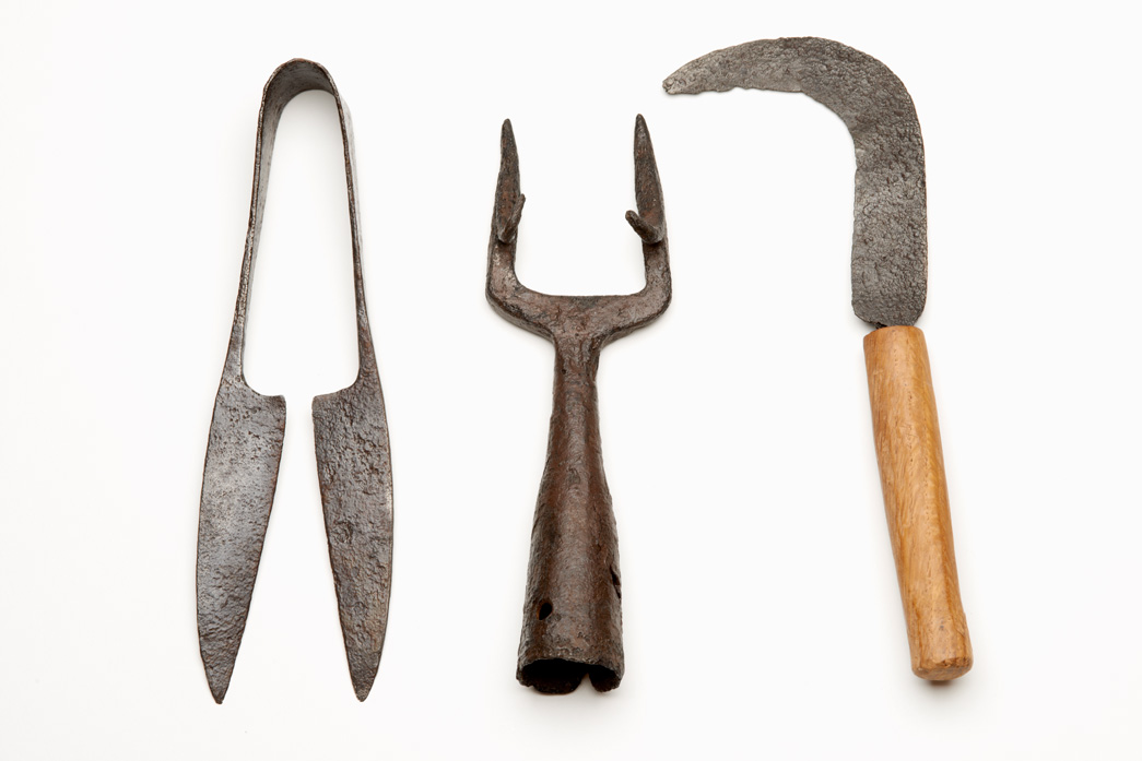 Tools for gardening excavated from Walbrook stream.