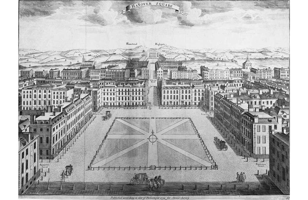 Nicholls' view of Hanover Square, 1754