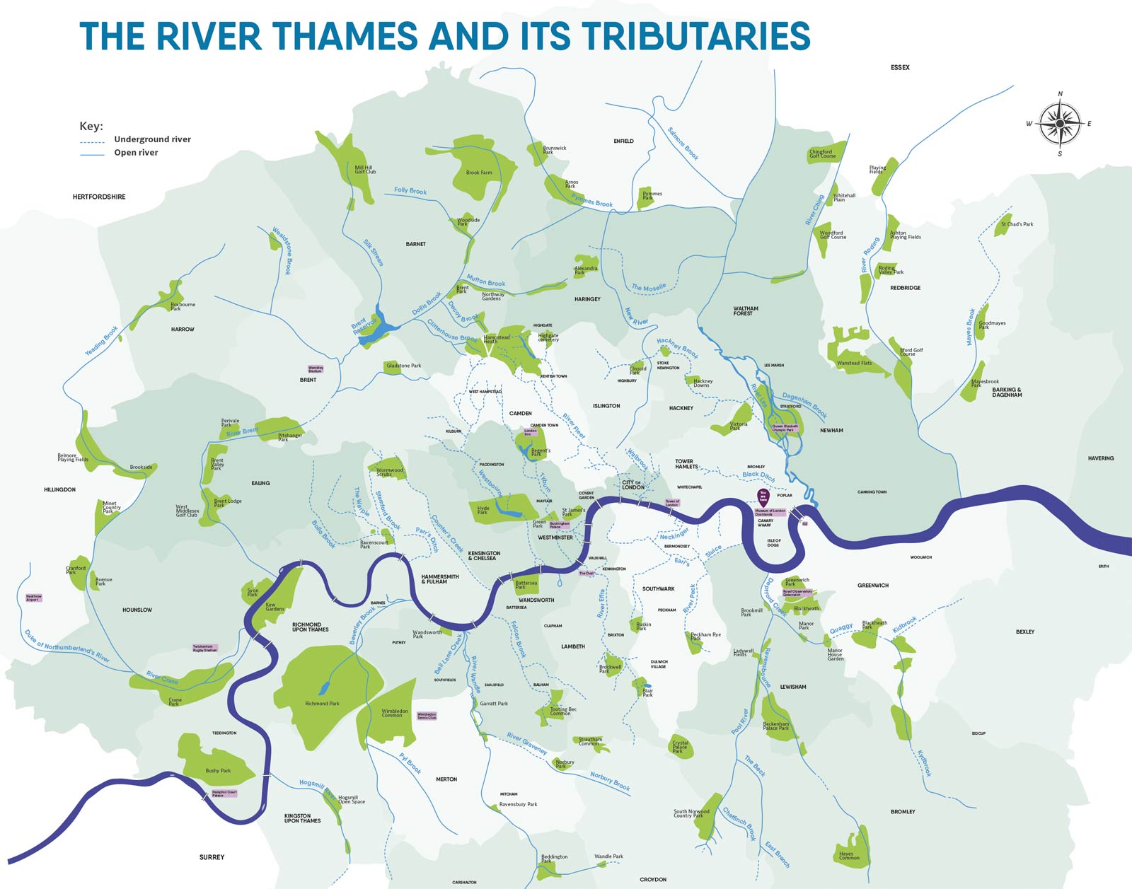 Map of the River Thames and its tributaries
