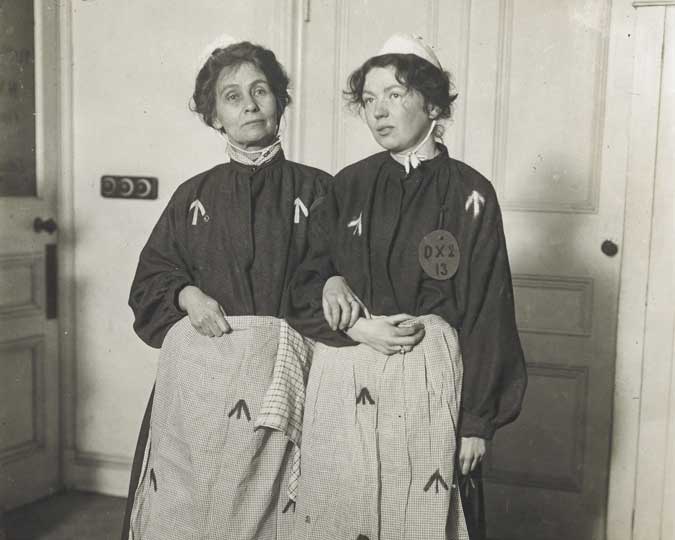 Emmeline and Christabel at the Women's Exhibition, 1909.