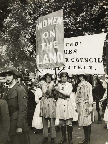 Land-girls at the Women's Right to Serve March.