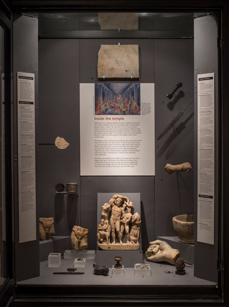 The display of the Temple of Mithras at the Museum of London.