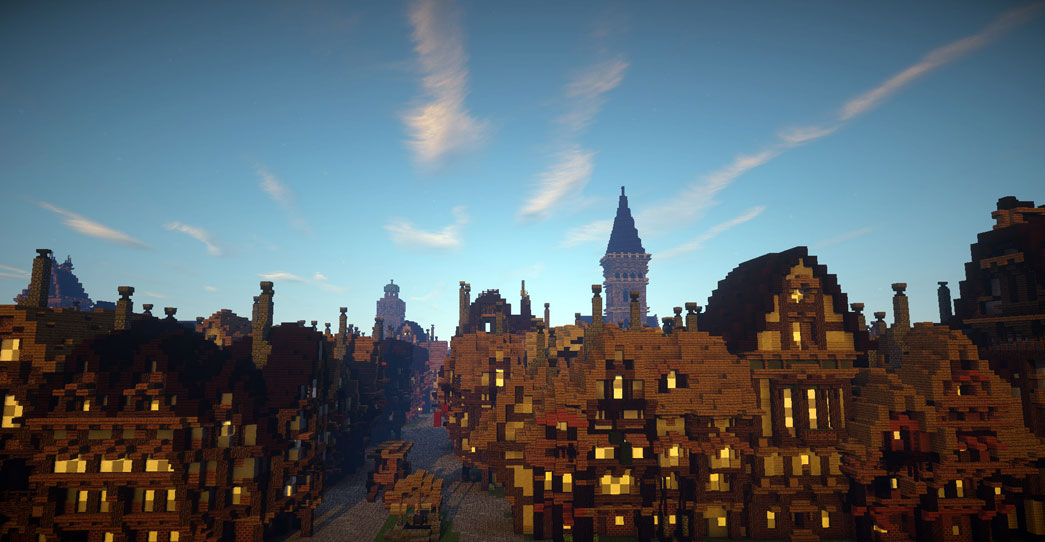 Screenshot of Minecraft Great Fire 1666 map showing London before the Great Fire.