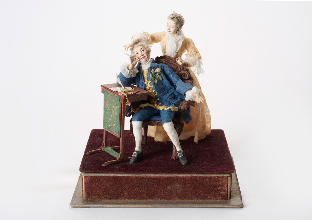 Model of David Garrick and his wife, 1952. Made by Judith Ackland.
