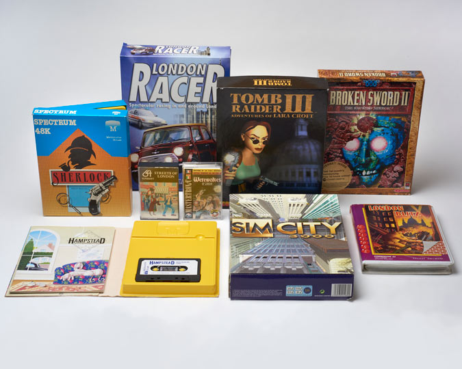 A selection of video games depicting London recently added to the museum's collection.