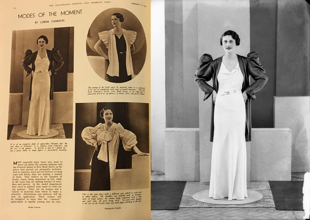 Bassano dress featured in Illustrated Sporting and Dramatic News 