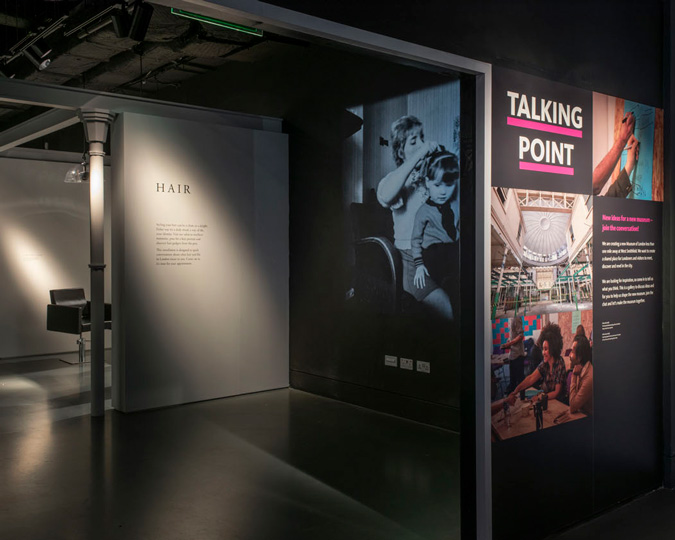 View of the Hair display in the Talking Points Gallery