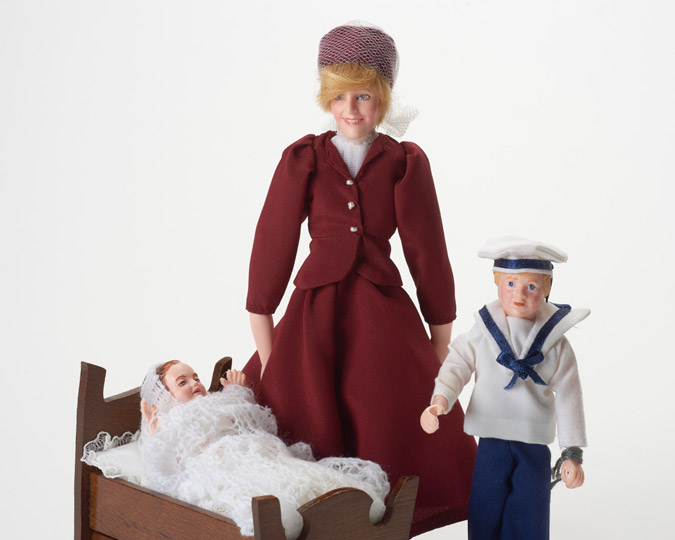 Doll showing Diana, Princess of Wales and her two children.