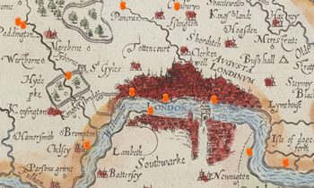 Map of Middlesex with Tyburn 'Triple Tree' gallows, 1607 (ID no.: 2007.46/2)