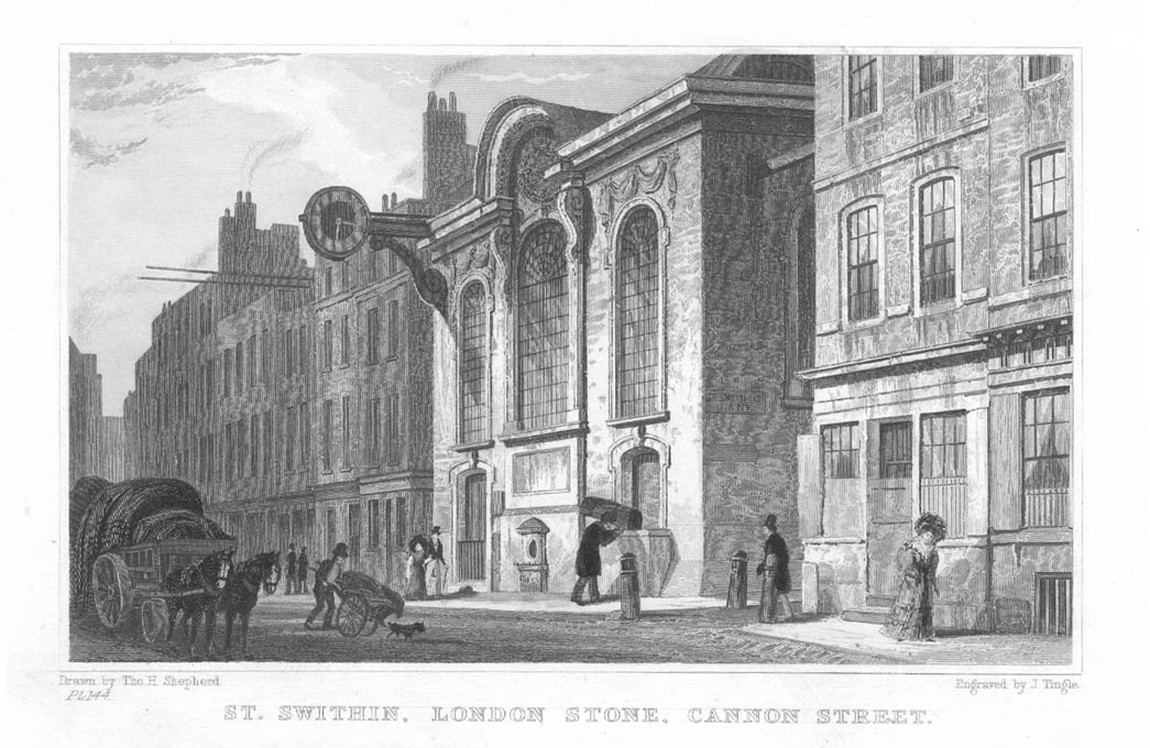 St Swithin's Church and London Stone Cannon Street.