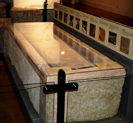 The sarcophagus on display at the museum. 