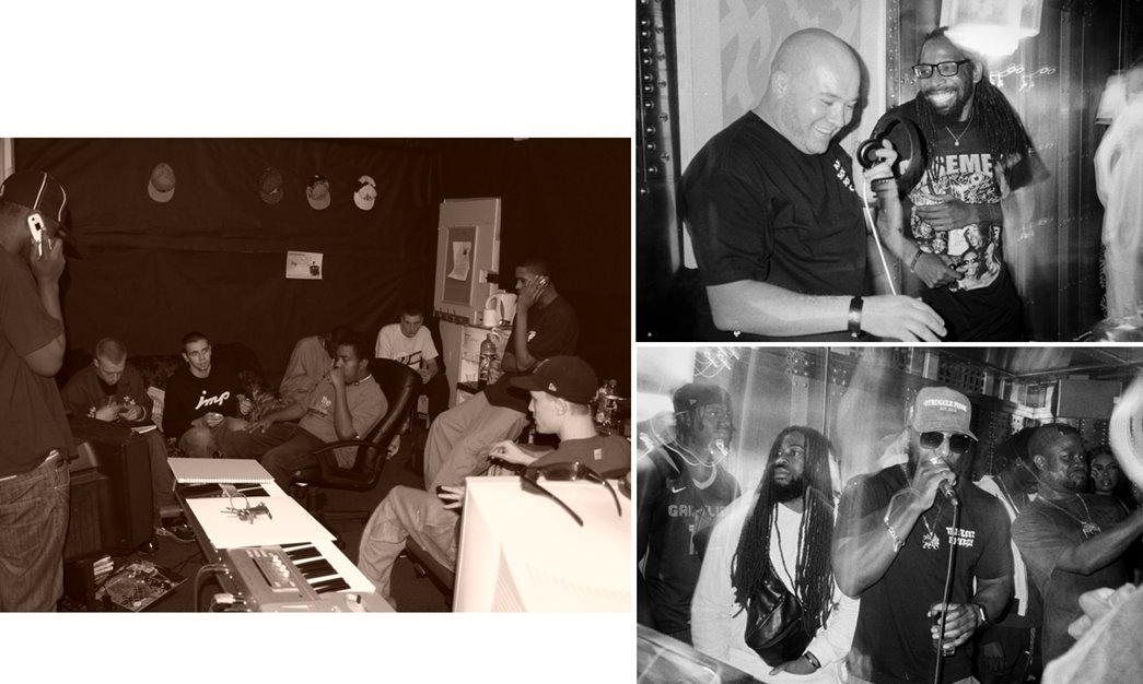 (left) The Movement Studio Session, 2006. (Courtesy: Roony ‘Rsky’ Keefe), and musicians jamming together at the launch of Grime Stories (right, ©Eddie Otchere).