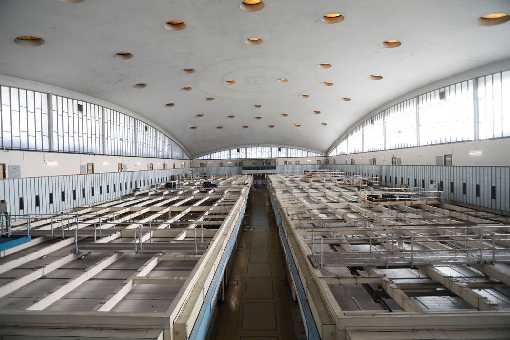 View inside the Poultry Market at West Smithfield, future home of the New Museum of London.