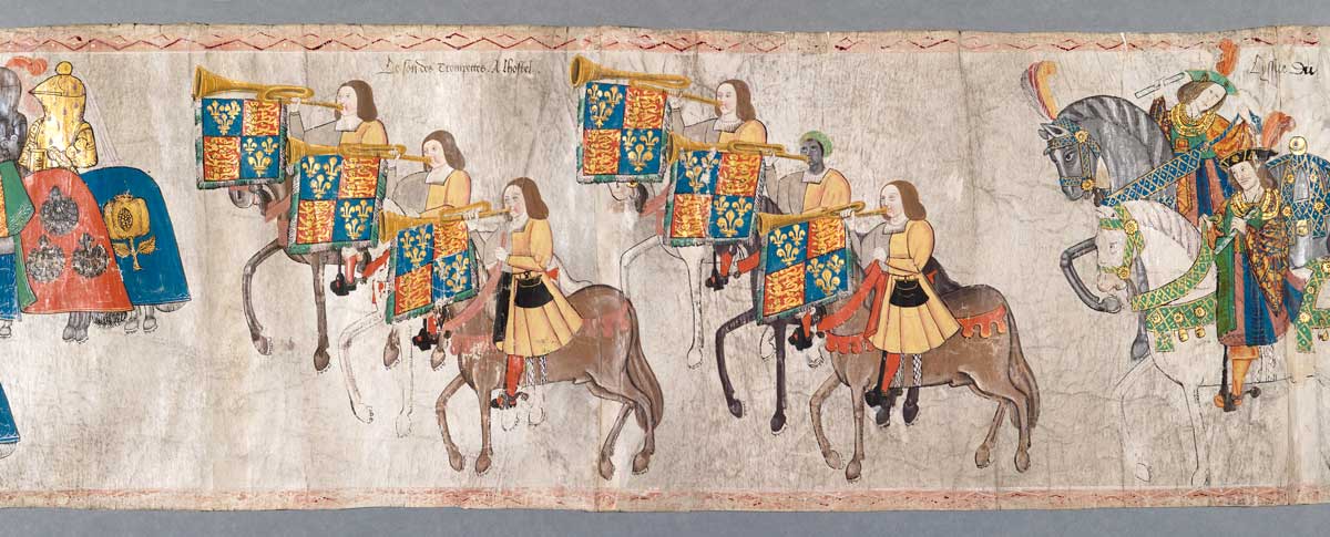 This painting was made to commemorate the celebrations held in honour of King Henry VIII’s first son with Queen Katherine of Aragon. It shows the jousts, processions and pageantry arranged as part of the celebrations and highlights the power of Henry VIII. 
