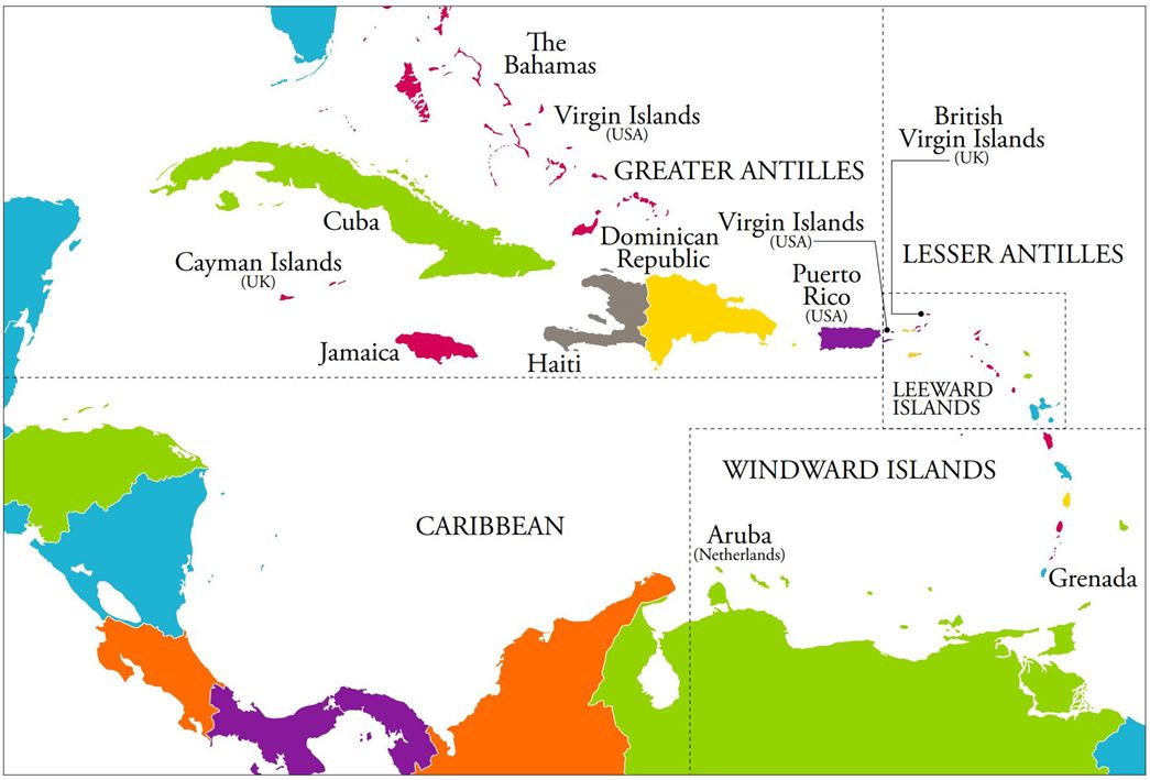 The Caribbean is divided into Greater and Lesser Antilles. (©Museum of London)