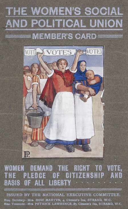 Membership card for the Women's Social and Political Union designed by Sylvia Pankhurst.