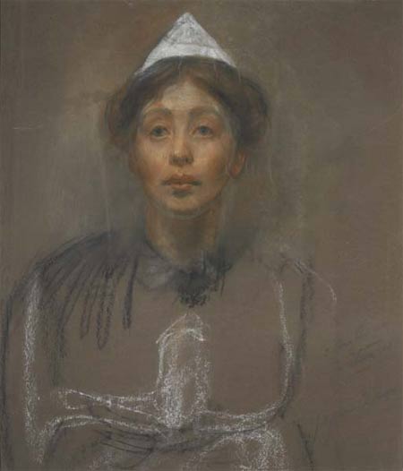 Self-portrait of Sylvia Pankhurst painted in 1906.