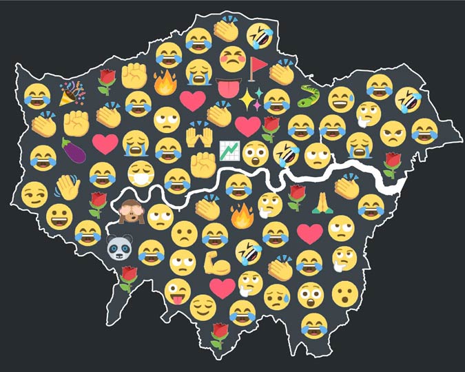Emotion map from London, June 9, Tekja.