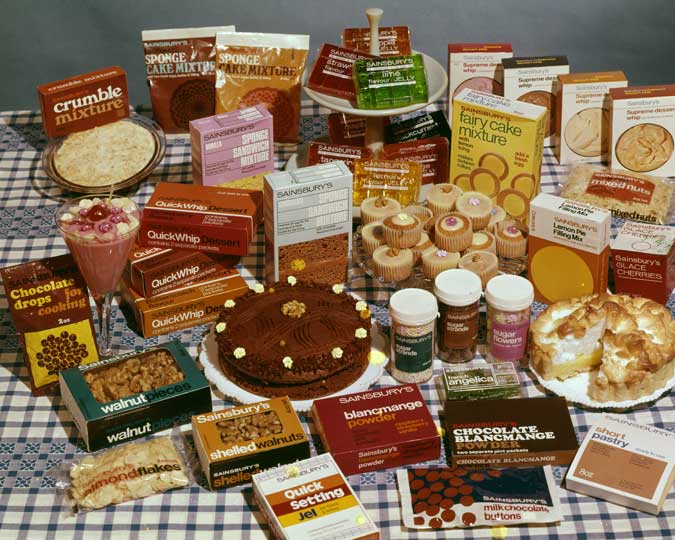 Photograph showing the evolution of Sainsbury Packaging.