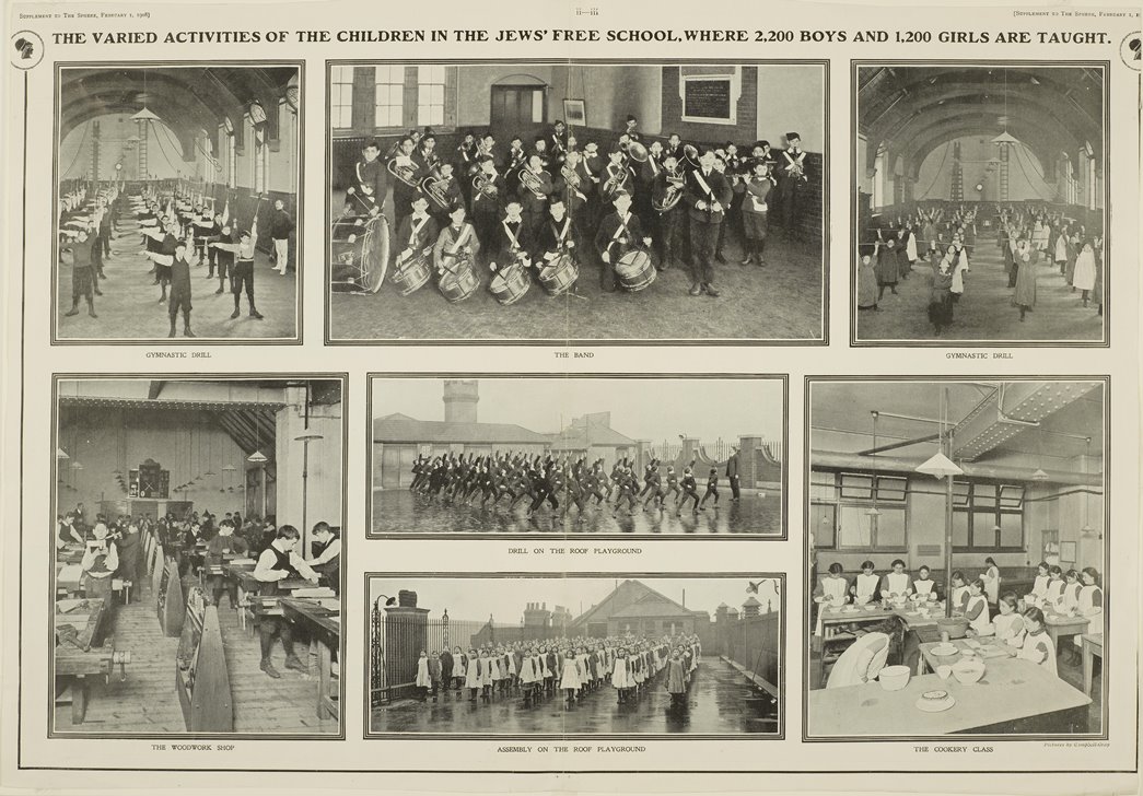 The varied activities of the children in the Jews' free school
Images from an article in The Sphere magazine, 1 February 1908. It describes the work of the Jews' Free School in Spitalfields. (ID no.: 2006.79/25)
