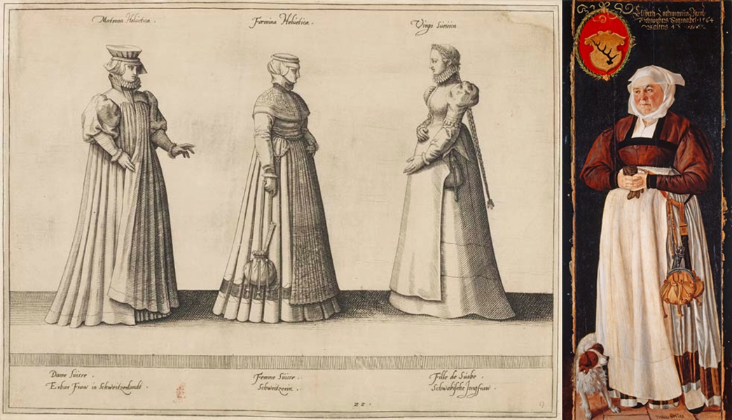 Women wearing chatelaine bags in the 16th century
