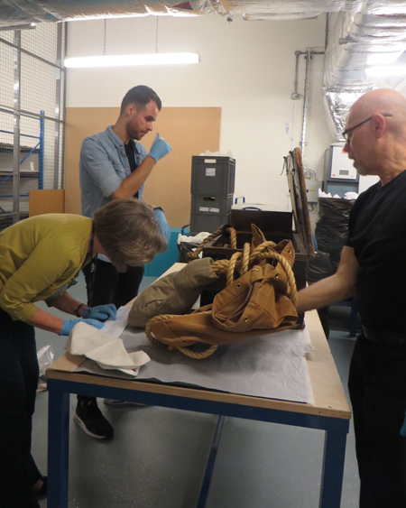 Museum of London curators prepare objects for the Crime Museum Uncovered exhibition.