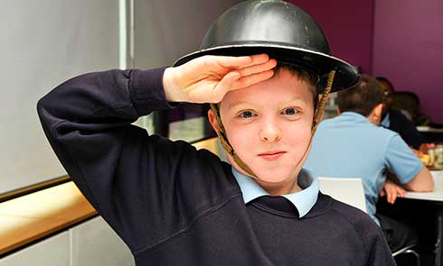 Child in war hat