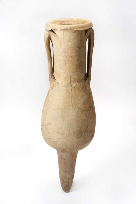 A buff ware amphora (type CAM 186C) used for transporting fish sauce, a delicacy imported into Britain for use in savoury Roman dishes. 