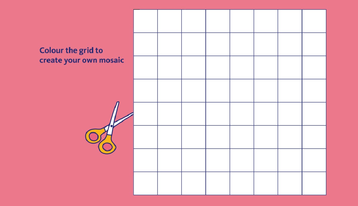 Colour the grid to create your own mosaic