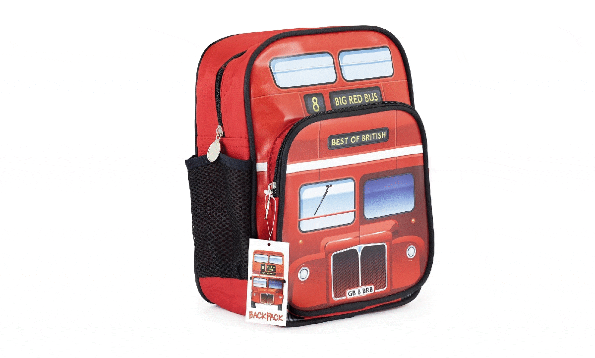 An animated GIF showing a montage of products from our online shop, including a backpack that looks like a red bus, a pigeon cuddly toy and a 'Suffra-greats' card game.