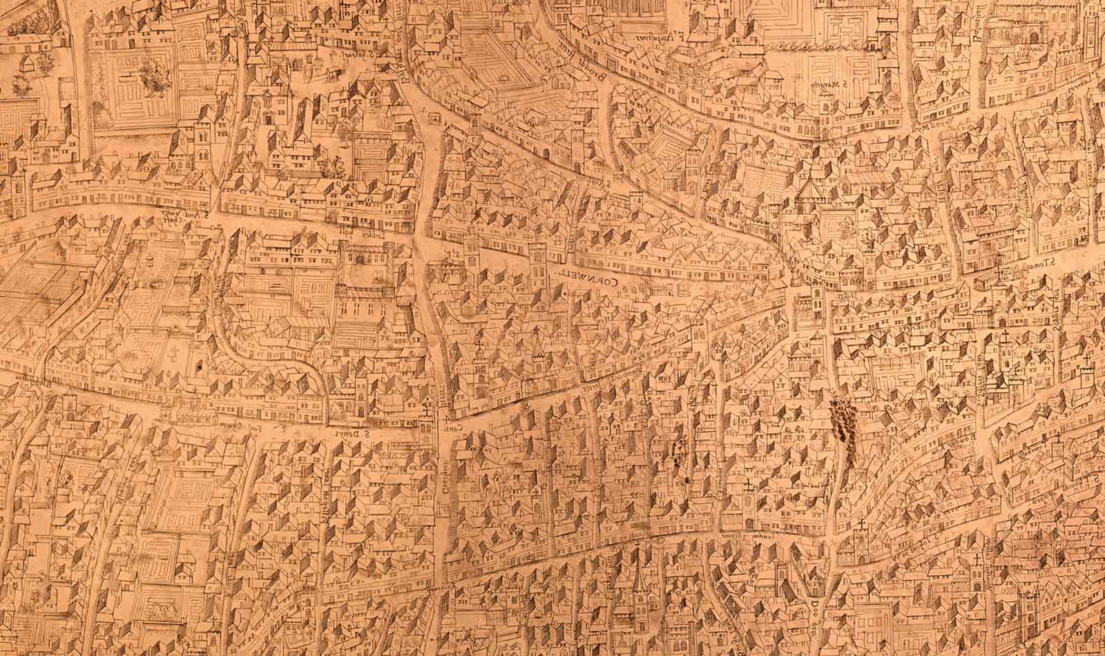 This copper printing plate was used to produce a very detailed map of London – the earliest view of the city known.