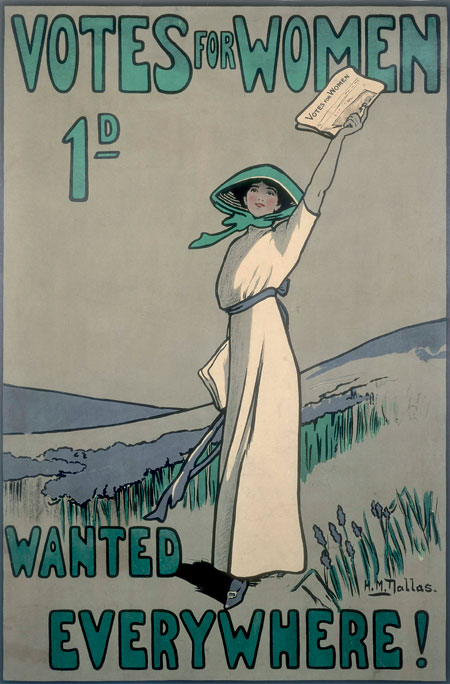A poster advertising the weekly suffragette newspaper Votes for Women: 1909

