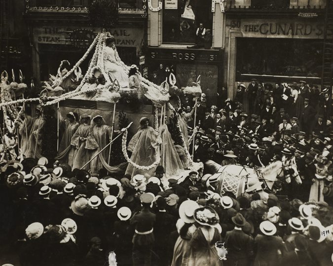The 'Car of Empire' at the Women's Coronation Procession

The 'Car of Empire' float seen in the photographs was intended to represent 'the unity of the British Empire'. (ID nos: NN22838; 50.82/1383)
