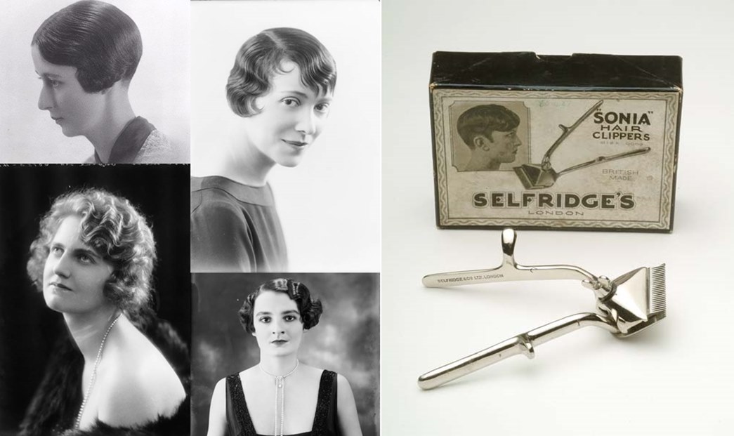 In the mid-1920s, did short hair become ubiquitous, and popular departmental stores sold hair clippers to meet rising demands. (ID nos., clockwise from top-left: IN10699; IN11503; 80_437; IN11622; IN5393)