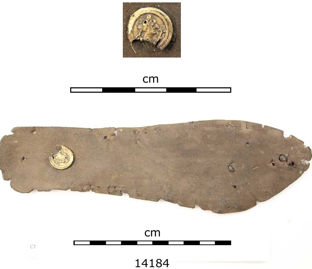 Shoe insole with copper-alloy stud from London