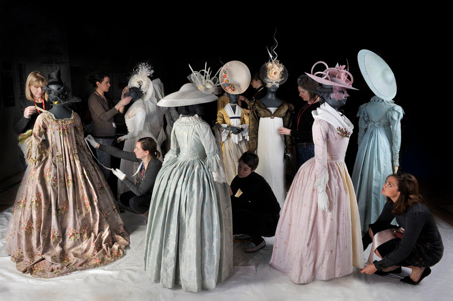 Fashion students work on costume in the Pleasure Garden.